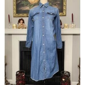 HZ Women’s Maxi Denim Jean Snap Down Dress Size Small